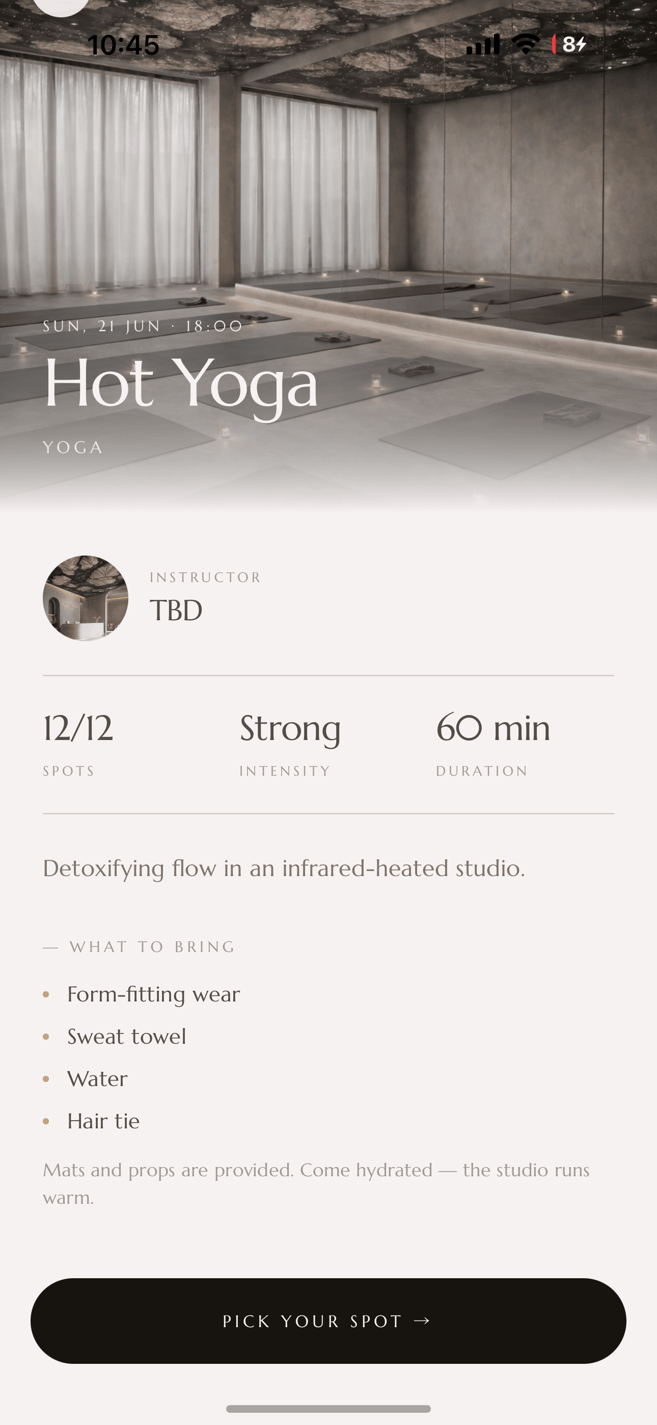 Bare app — class detail